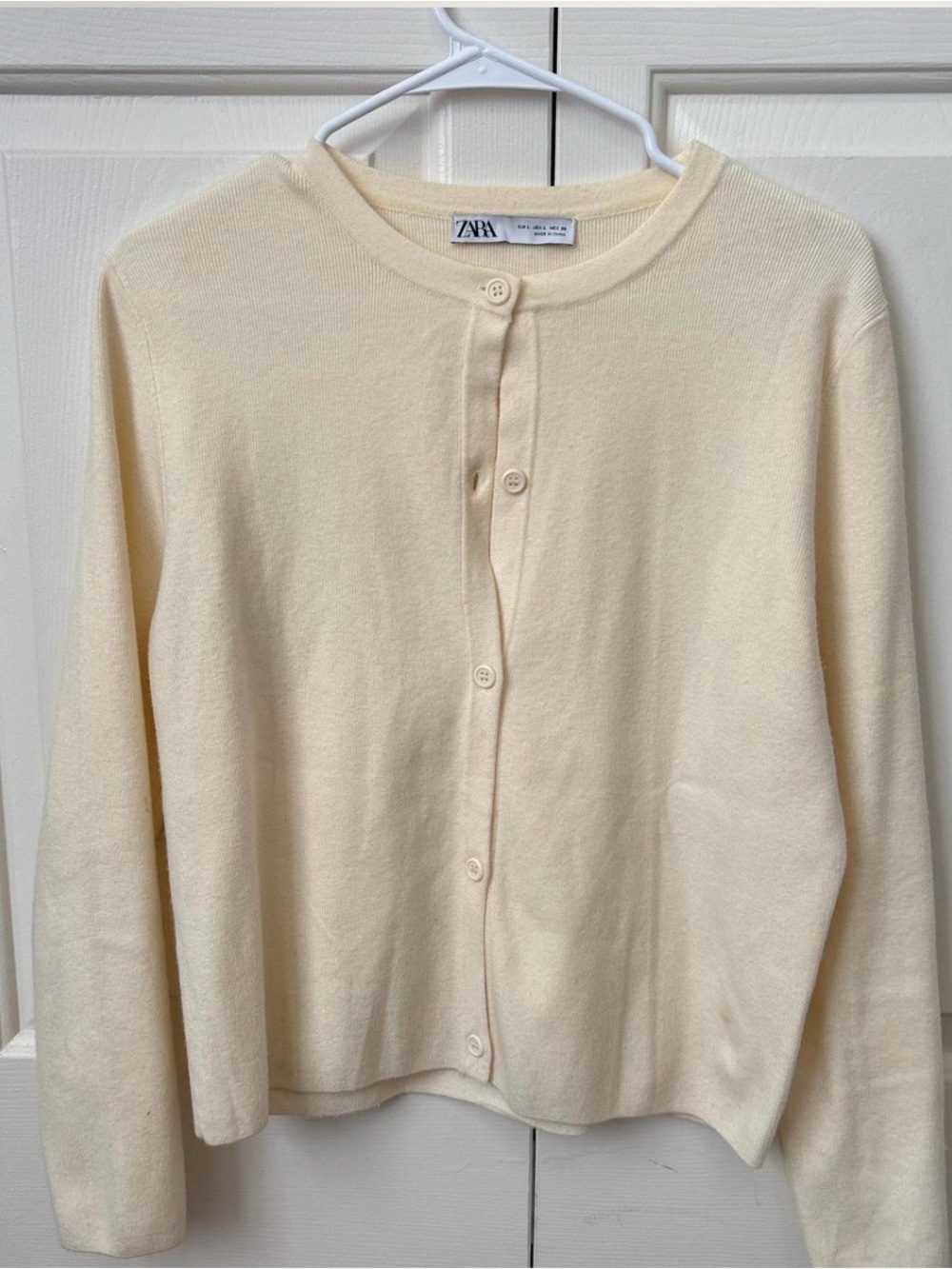 Zara Soft Cream Knit Button Cardigan
